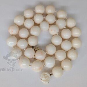 Heirloom 14k Gold 387ct Natural Angel Skin Coral 11.5mm Necklace